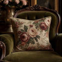 Vintage Floral Throw Pillow
